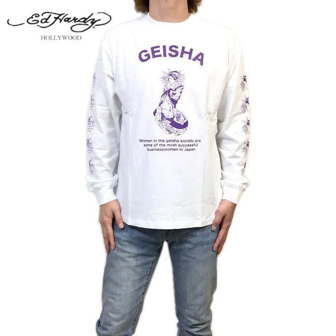 定価4,290円 新品 正規 Ｍサイズ Ed Hardy【ED HARDY/エドハーディ】 JAPANESE GEISHA 芸者 ロンＴ 長袖Ｔシャツ ユニセックス_画像1