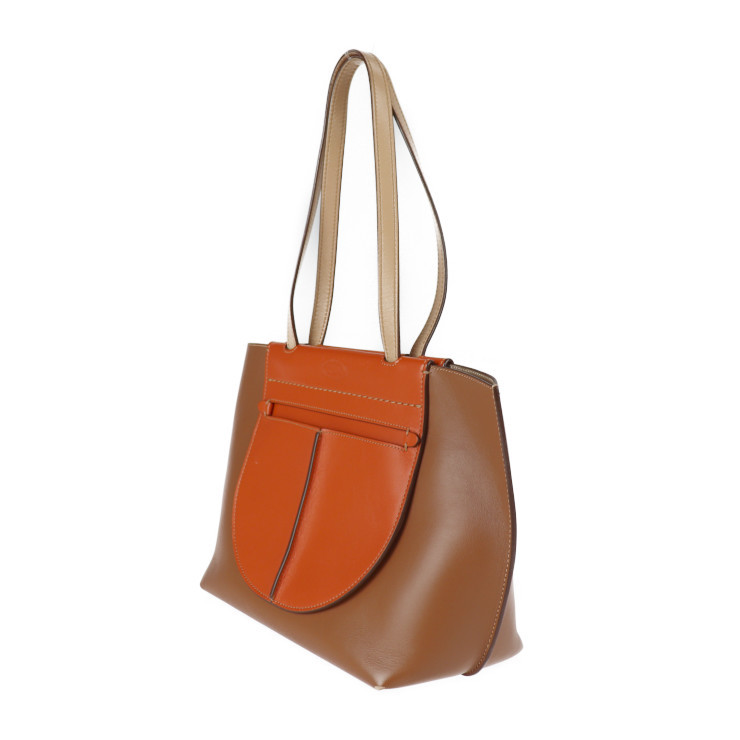 美品 TOD'S トッズ タスカ トートバッグ レザー ブラウン オレンジ