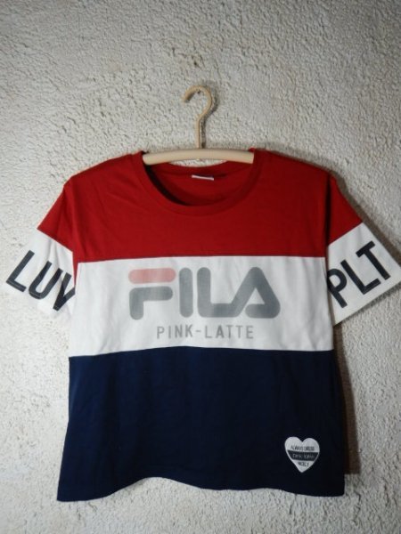 n8447　FILA　フィラ　レディース　半袖　切り替え　ロゴ　デザイン　tシャツ　部分メッシュ　人気　送料格安_画像1