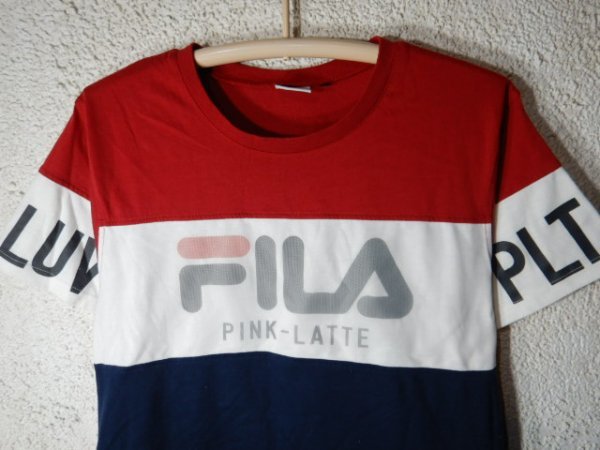 n8447　FILA　フィラ　レディース　半袖　切り替え　ロゴ　デザイン　tシャツ　部分メッシュ　人気　送料格安_画像2