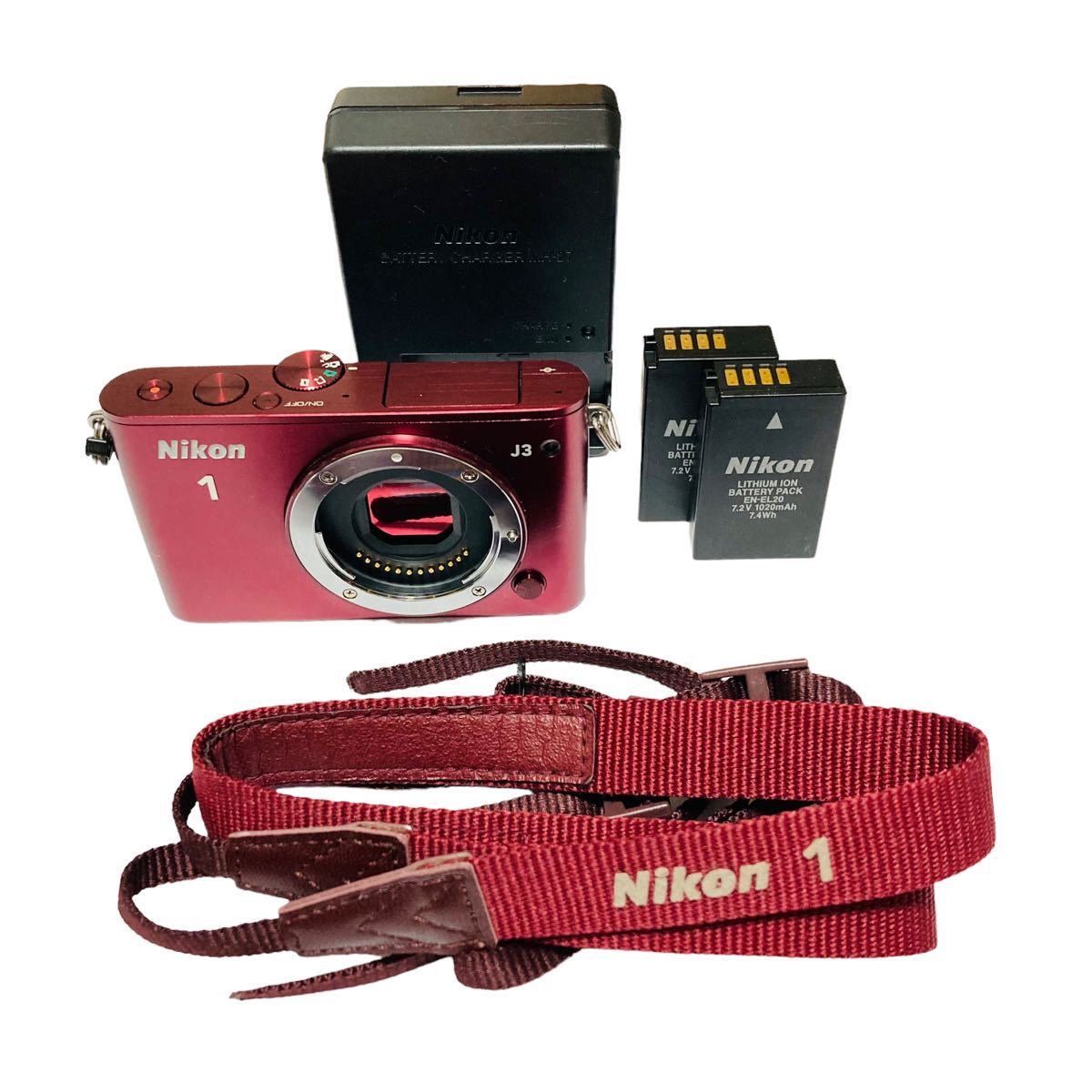最低価格の ボディ J3 1 【美品】Nikon レッド 本体 ニコン ミラーレス