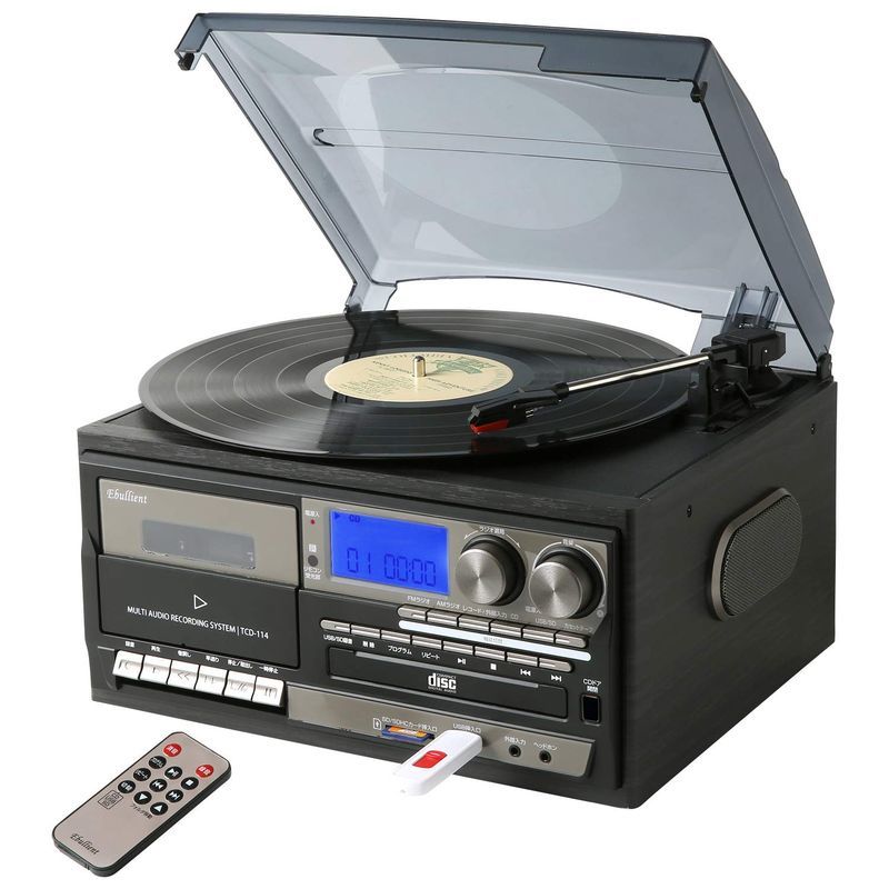 とうしょう 多機能 レコードプレーヤー コンパクト (AM/FMラジオ (ワイドFM対応)) 録音機能 再生機能 USB/SD CD カセッ
