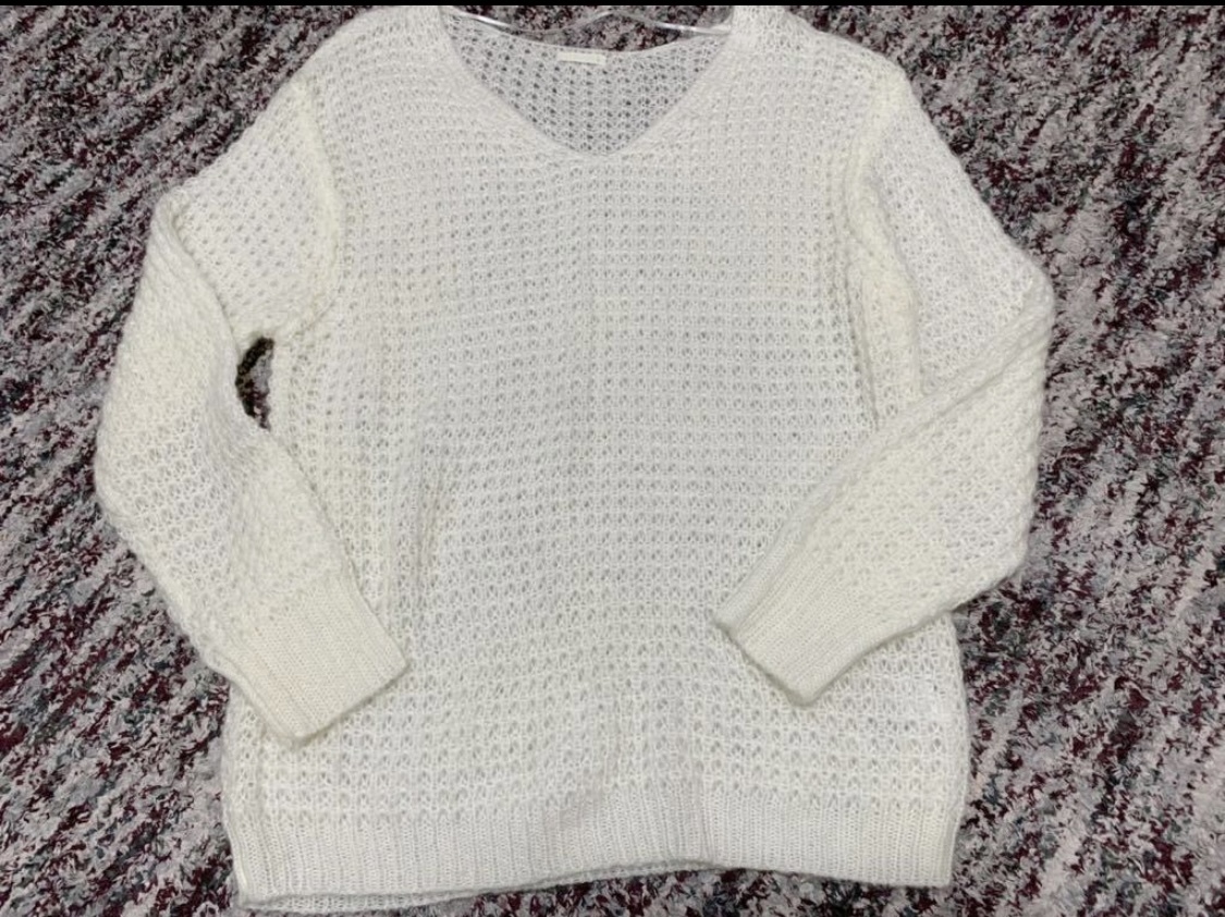  unused GU GU knitted sweater long sleeve ... braided plain L lady's oversize 