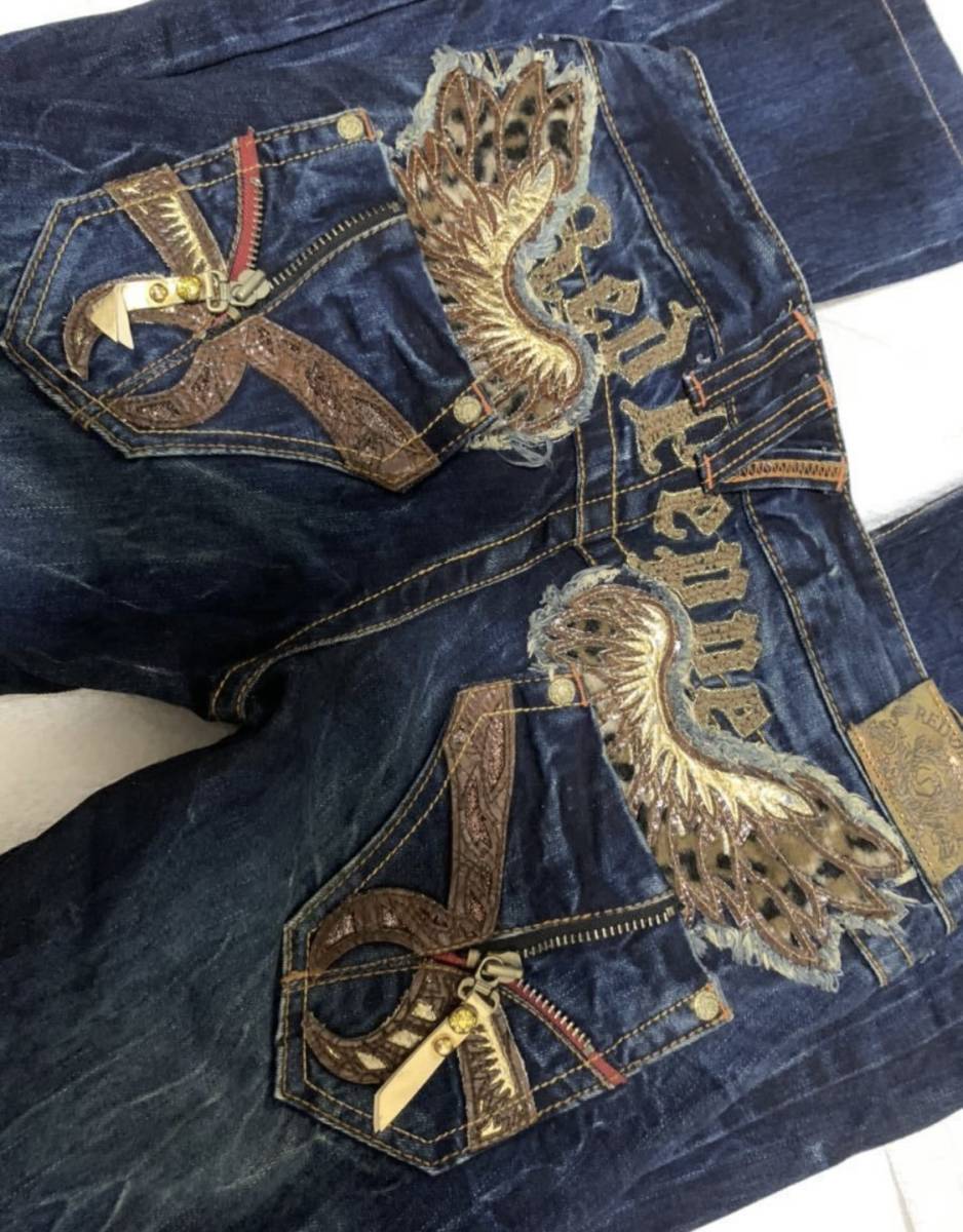 REDPEPPER red pepper jeans damage Denim leopard print leopard print feather embroidery feather Rollei z28