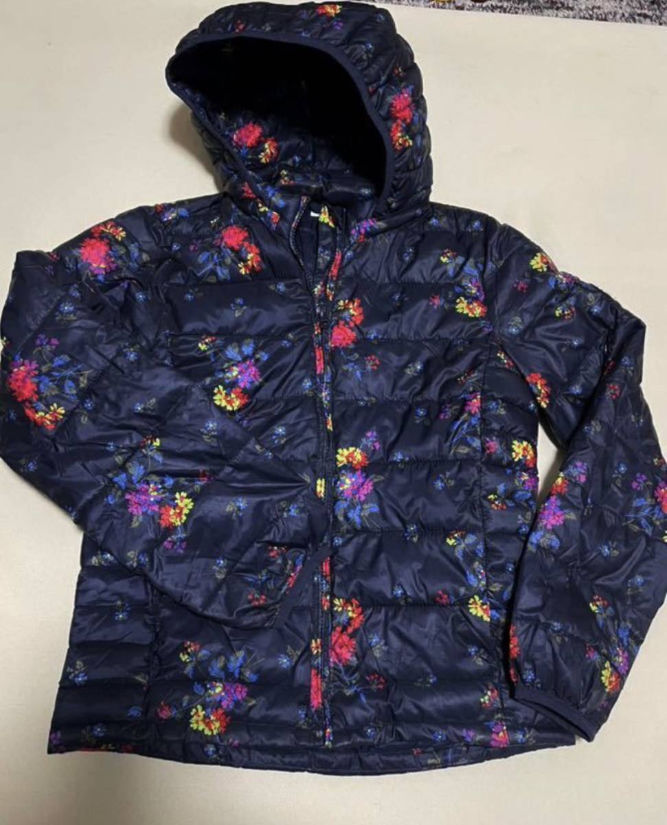 GAP navy blue floral print cotton inside jacket coat Parker long XXL 150-160cm