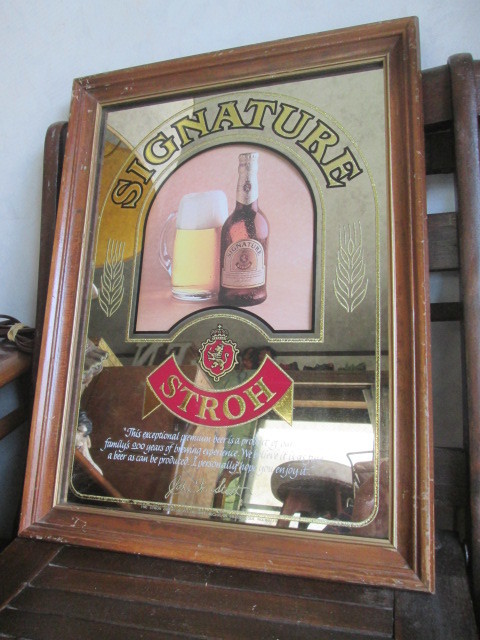 ★70's アンティーク　SIGNATUREパブミラー　USA　Antique　ビンテージ/Beer店舗什器カリフォルニアお酒ウイスキーディスプレイ雑貨