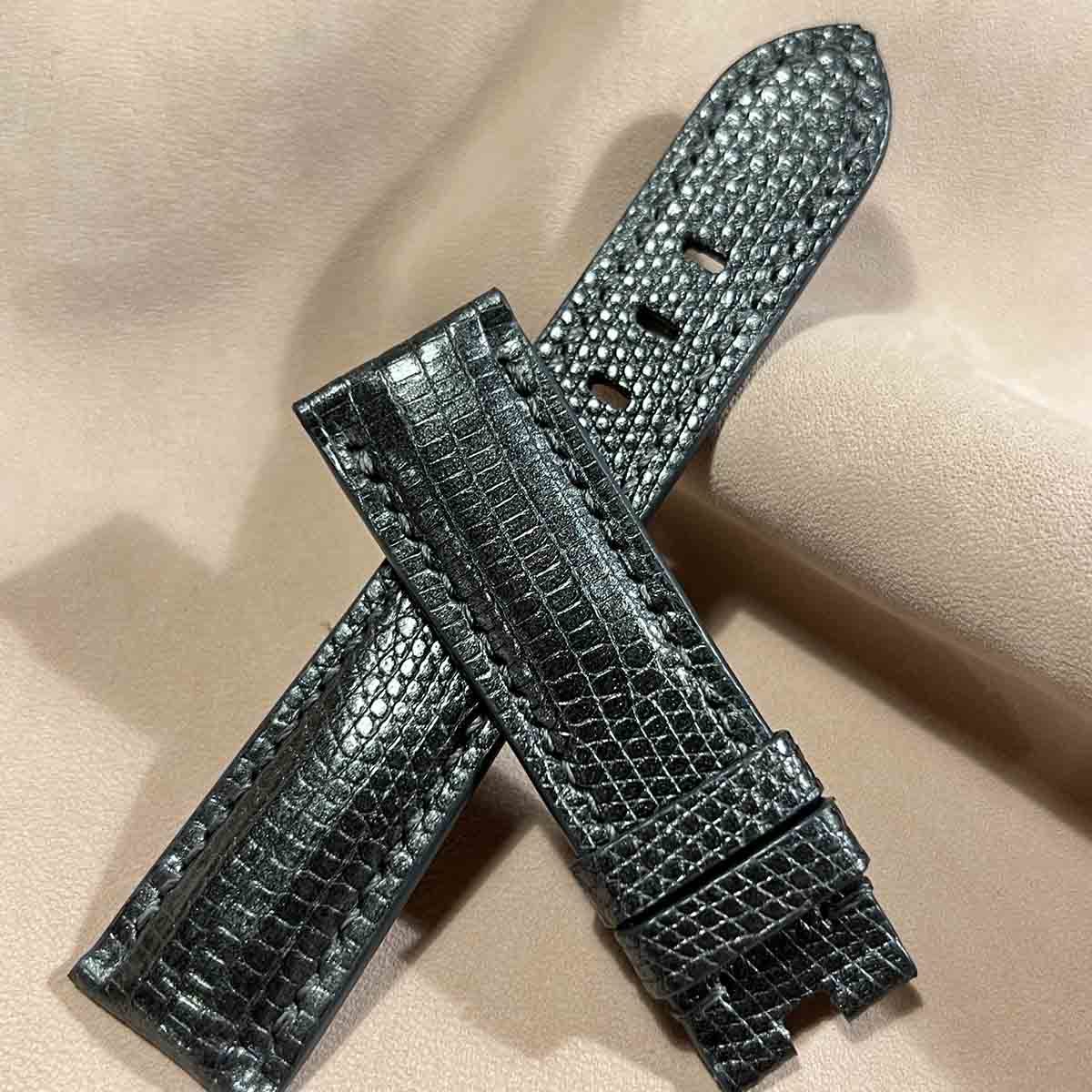 liz-229リザード レザー 腕時計 ベルト グレーメタリック (ラグ liz-229リザード レザー 腕時計 ベルト グレーメタリック (ラグ