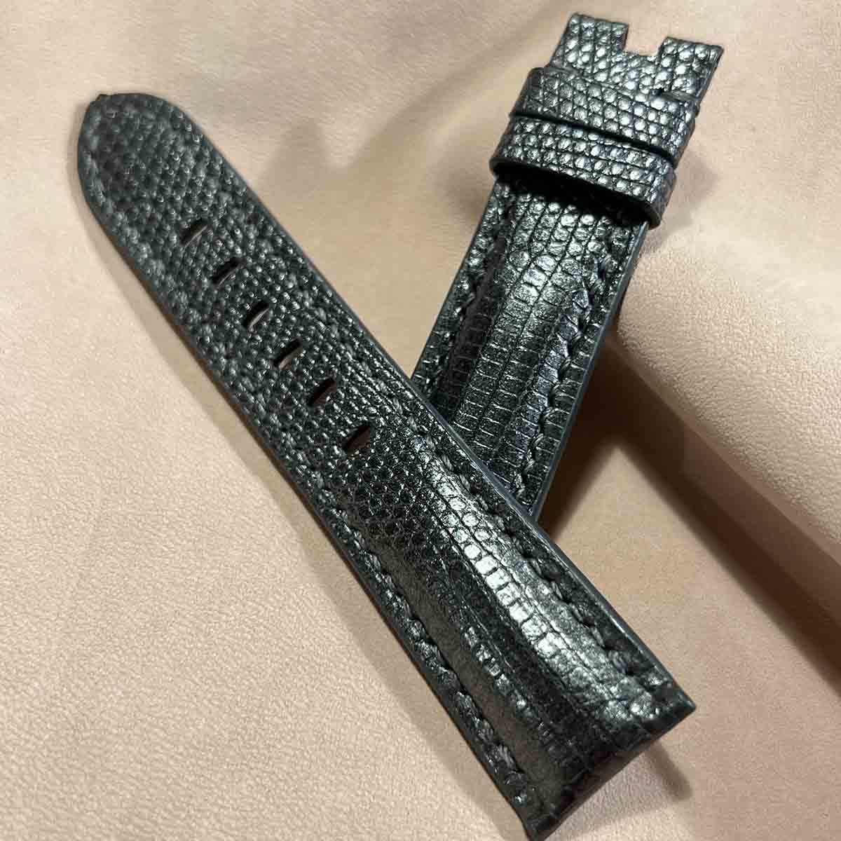 liz-229リザード レザー 腕時計 ベルト グレーメタリック (ラグ liz-229リザード レザー 腕時計 ベルト グレーメタリック (ラグ