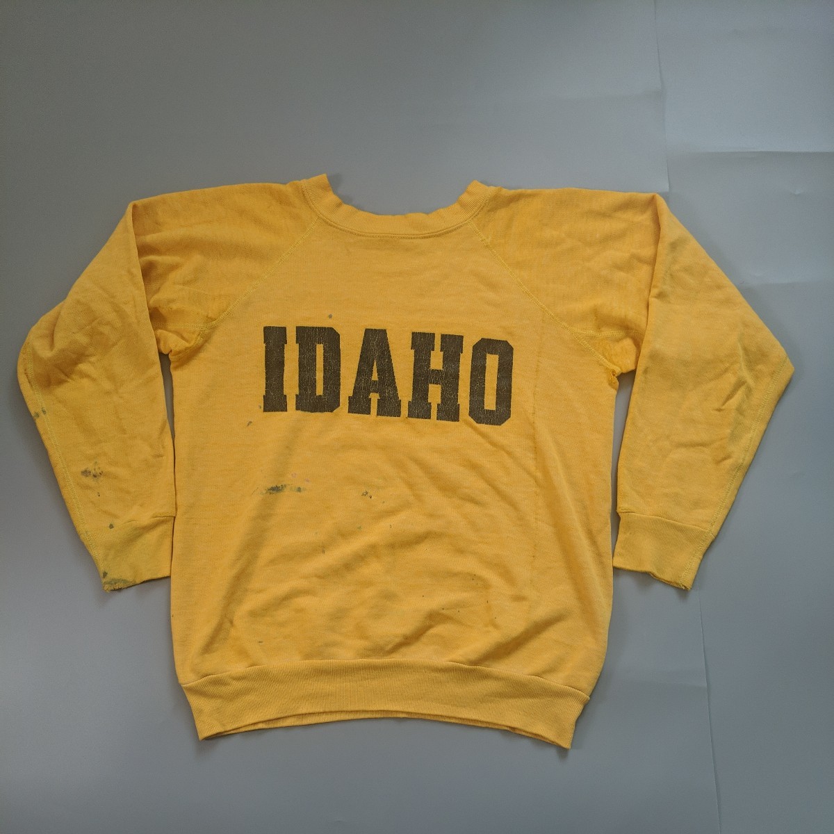 60s 70s IDAHO 脇ガゼット ビンテージ スウェット イエロー 雰囲気系 カレッジ リバースウィーブ アコム