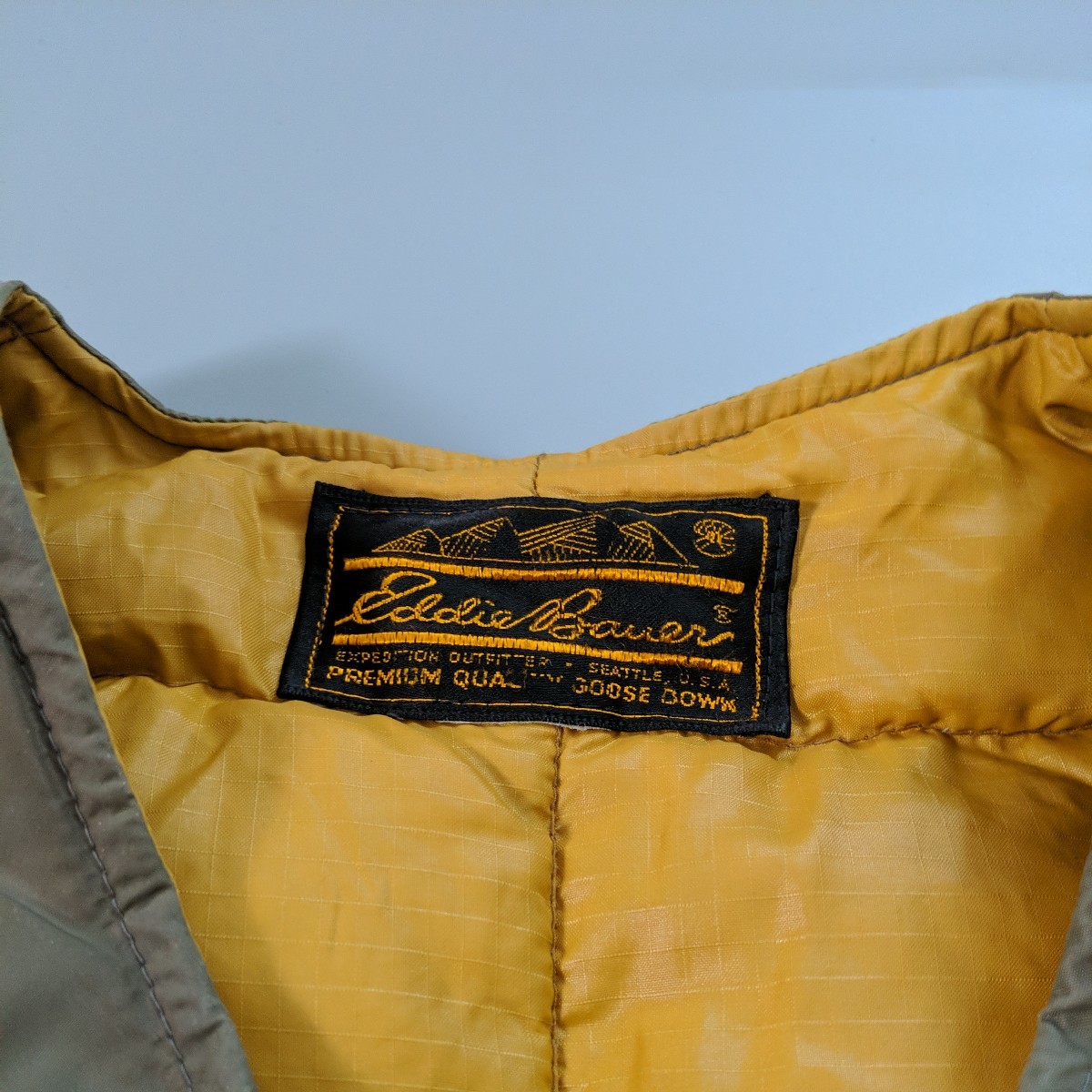 70's 80's Eddie Bauer サイドリブ ダウンベスト talonジップ ビンテージ エディーバウアー 黒タグ 日の出 USA製 カラコラム 60s 日の出_画像5