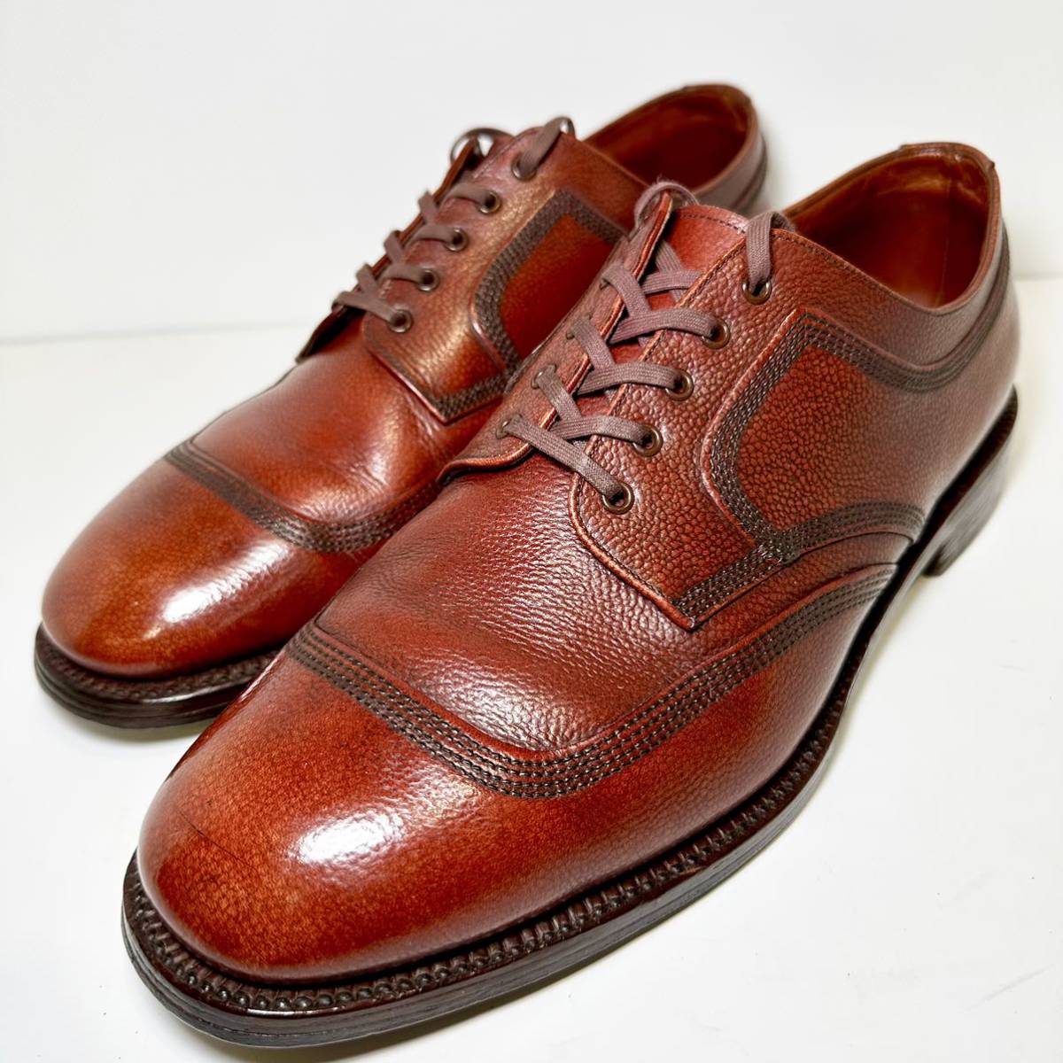 即決/希少/美品/BATA/ミント/60 70 年代相当/UK vintage/ダービーシューズ/サイズ/9.5/27.0cm/イギリス製/グレインレザー/ブラウン_画像1