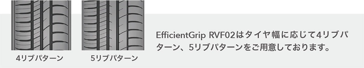 新品タイヤ グッドイヤー エフィシェントグリップ EfficientGrip RVF02 155/65R13 73H 日本製 ミニバン 夏 即決 4本の場合送料込￥24,800_こちらの商品は4リブです。