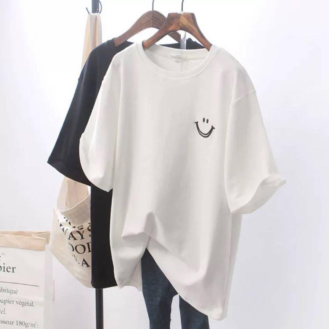ニコちゃん 半袖Tシャツ ホワイト 白T 韓国 ワンポイント