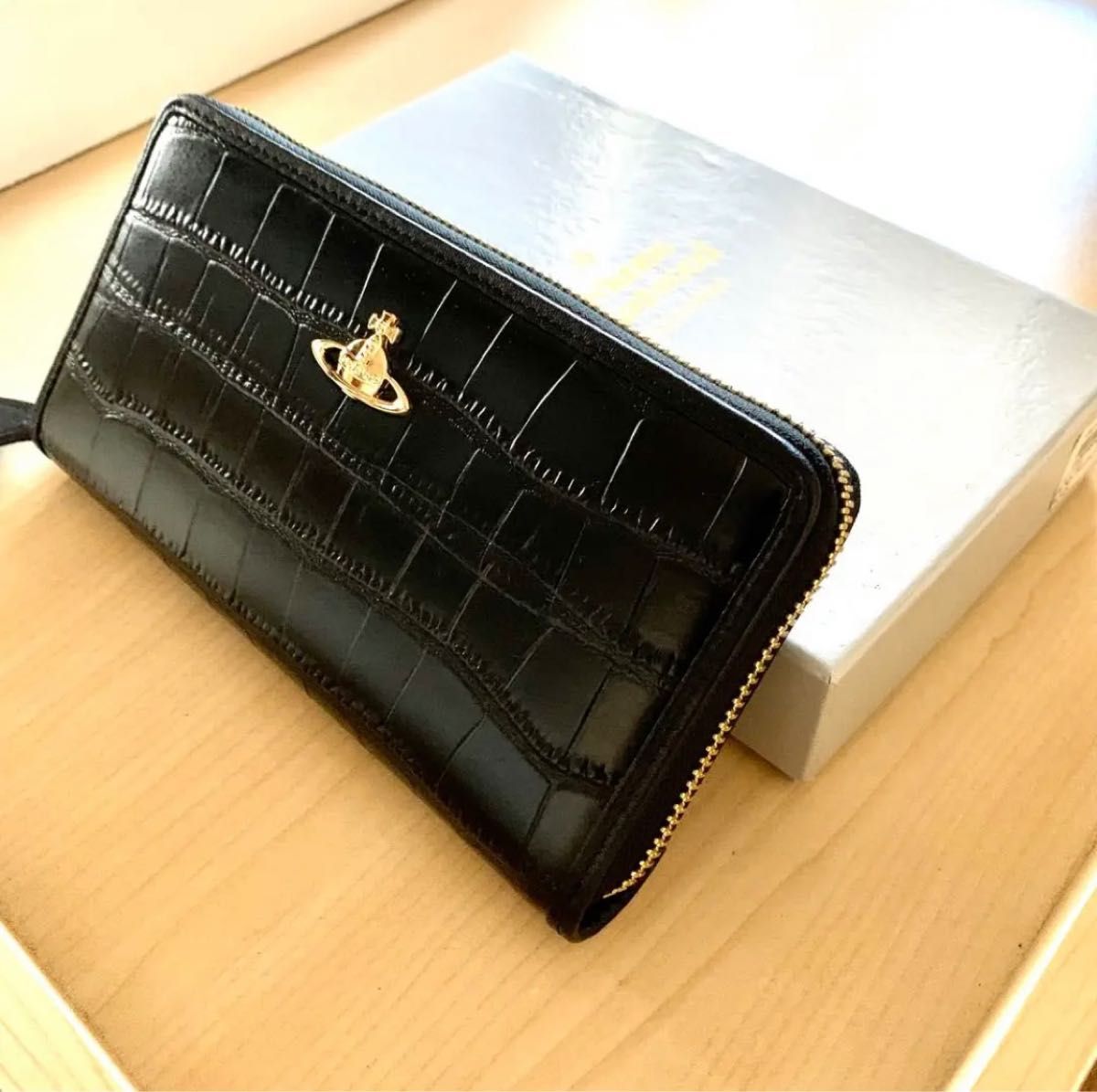 【新品♪Vivienne Westwood 】長財布／クロコ型BLACK／箱袋付