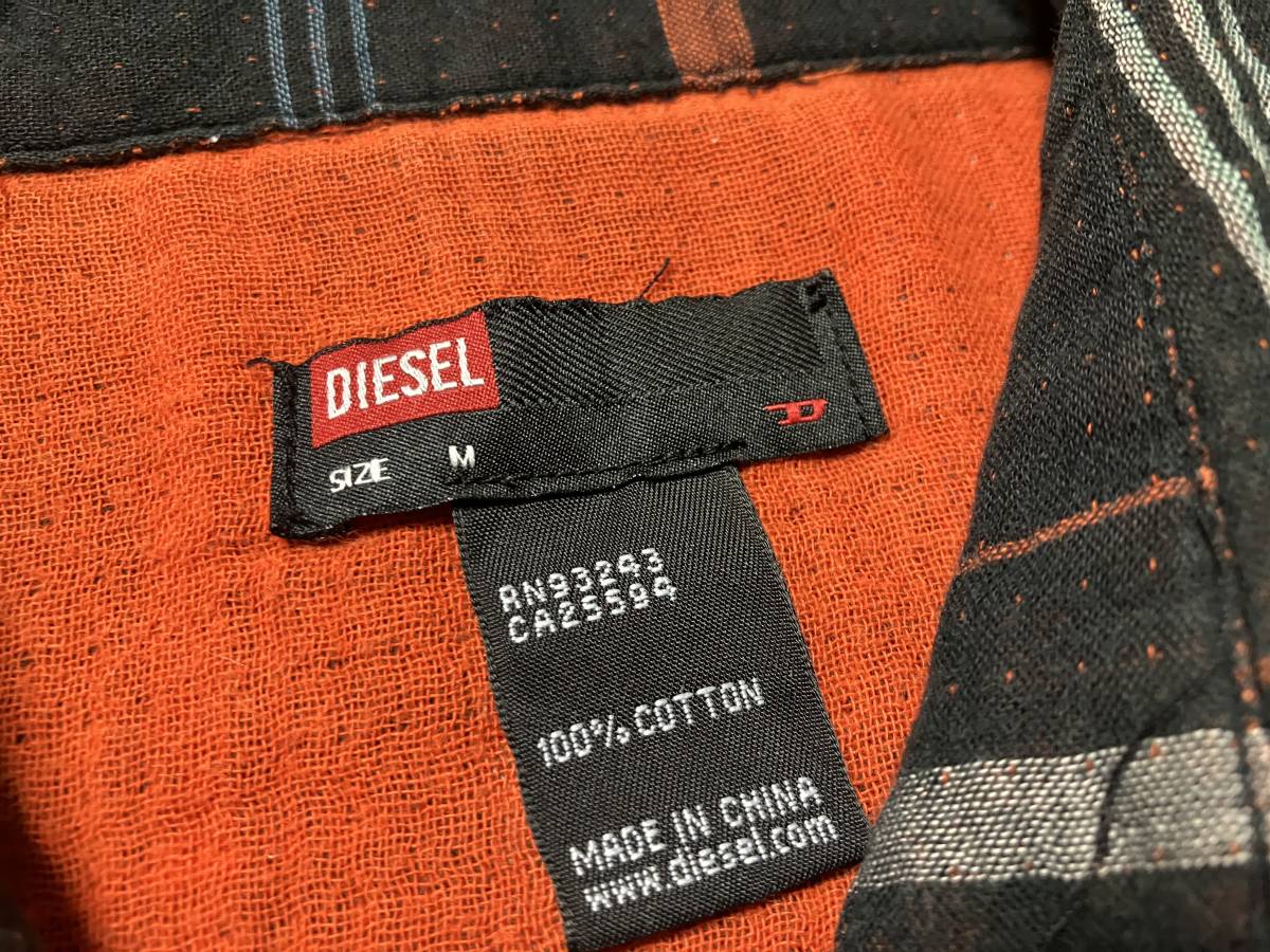 DIESEL ディーゼル ウエスタン調チェックシャツ 黒ベースチェック M 中古品_画像7