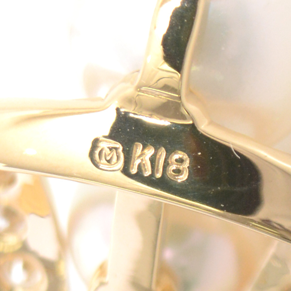 ミキモト ペンダント レディース 3Pパール×ダイヤモンド ペンダント 3.5mm～7.3mm珠 イエローゴールド MIKIMOTO K18 中古_画像4