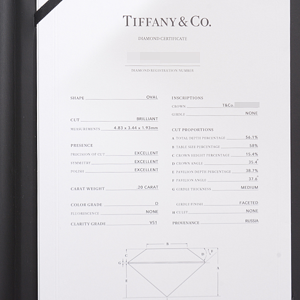  Tiffany ring lady's so rest oval diamond ring D0.20ct D-VS1-3EX 7 number platinum TIFFANY PT950 used 