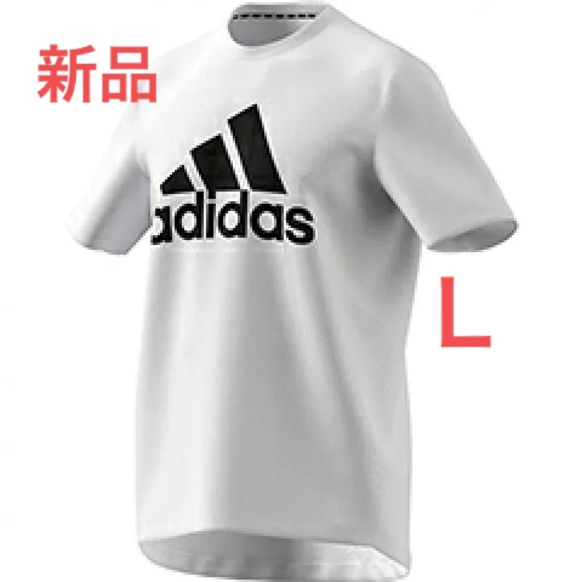 新品 L adidas アディダス M D2M FR LG Tシャツ ホワイト デカロゴ インパクト大 レズミルズレッスンにも