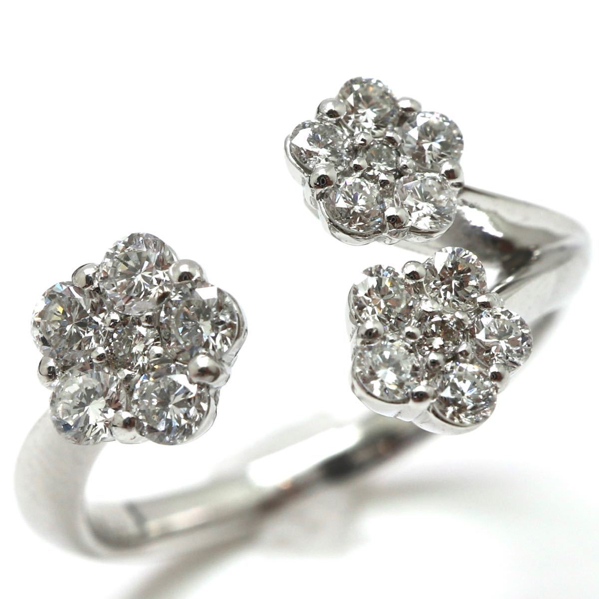 新品仕上げ済み!!◇K18WG 天然ダイヤモンドリング◇M 2.9g 0.38ct 6号