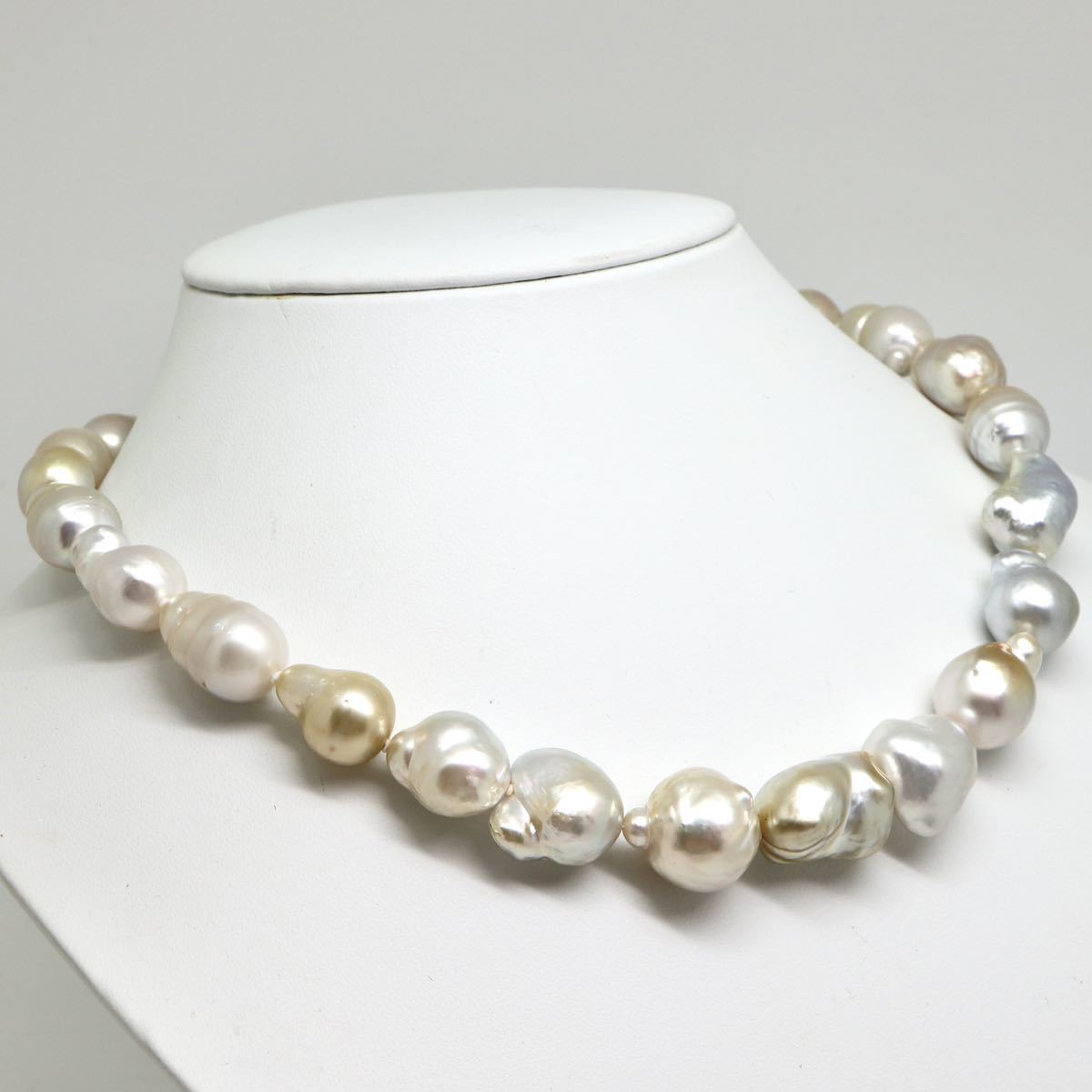 ◆南洋白蝶真珠 バロックパール ネックレス◆M 89.3g 46.0cm 10.0-15.5mm珠 pearl necklace ジュエリー jewelry silver DC0_画像3