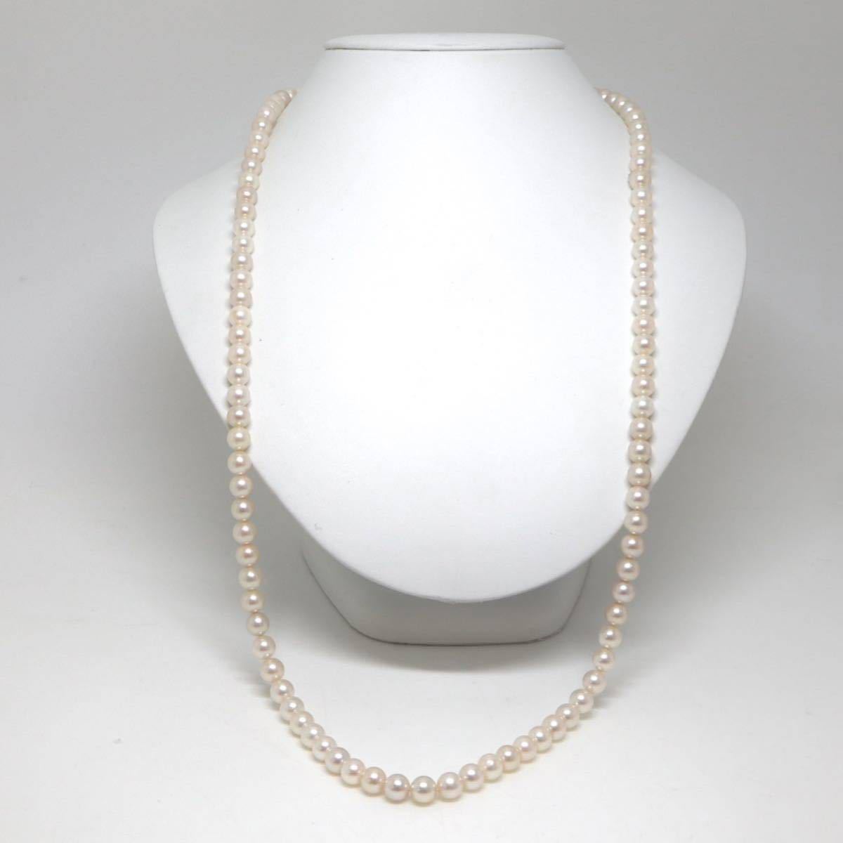 ◆アコヤ本真珠ロングネックレス◆M 57.3g 76.5cm 6.5-7.0mm珠 パール pearl necklace ジュエリー jewelry DC0_画像2