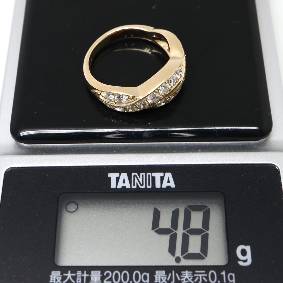 新品仕上げ済み!!◆K18 天然ダイヤモンドリング◆M 4.8g 8号 0.80ct diamond ring 指輪 jewelry pave EC9_画像9