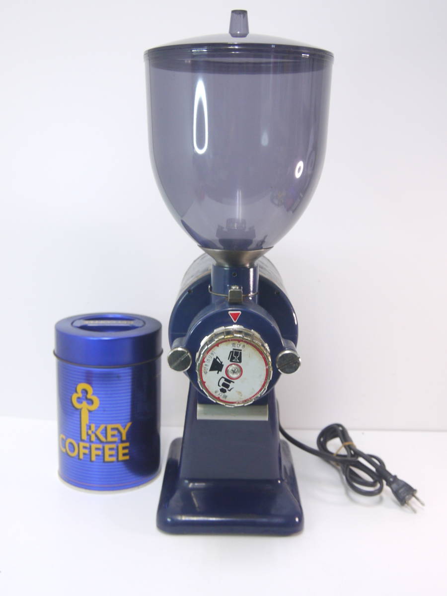 311 KEY COFFEE 丸広産業 業務用 電動コーヒーミル ハイカットコーヒーミル 青缶 保存缶2L付 キーコーヒー_画像3