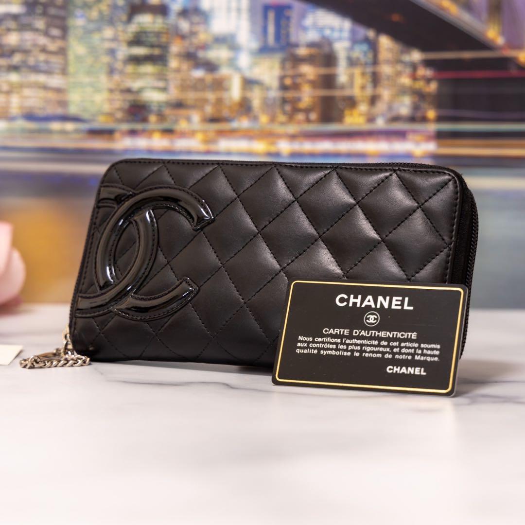 CHANEL シャネル カンボンライン ブラック × ピンク ラウンド