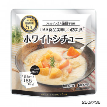 アルファフーズ UAA食品　美味しい防災食　食物アレルギー27品目不使用商品ホワイトシチュー250g×36食_画像1