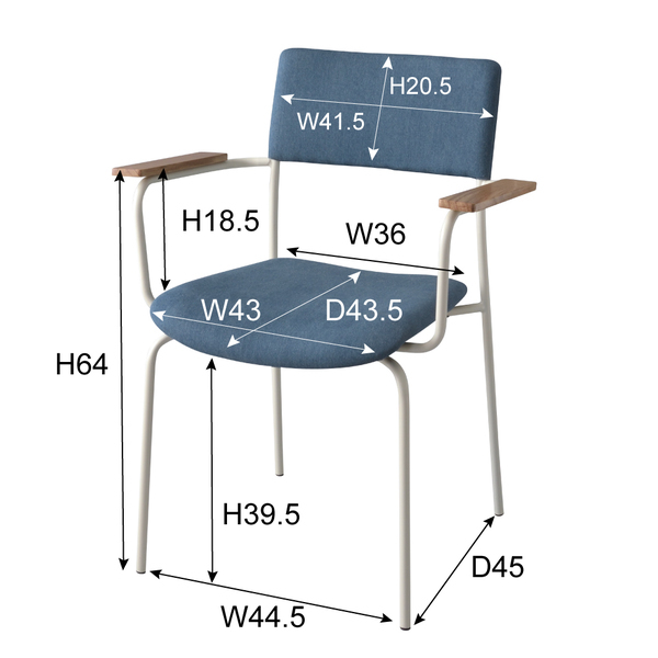 アームチェア スチール(粉体塗装) 天然木(オーク) ポリエステル インディゴ TEC-70_画像2