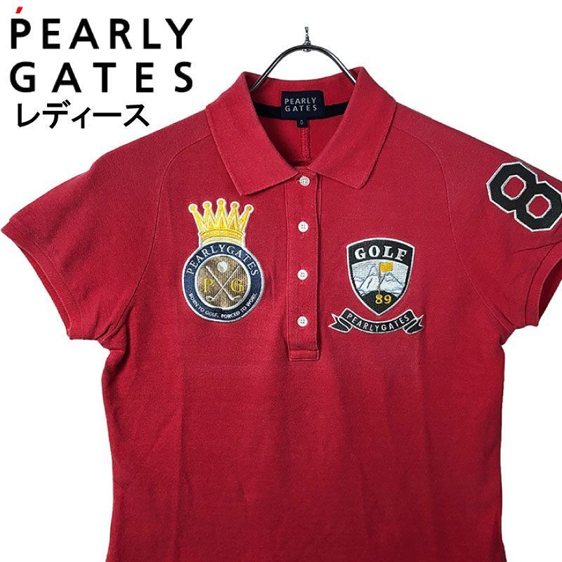 PEARLY GATES パーリーゲイツ レディース 半袖ポロシャツ ロゴ ワッペン ピンク 0 2305-NP-2390-GO3_画像1