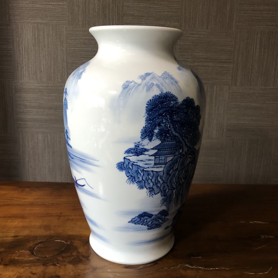 有田焼 松右衛門作 染付山水花瓶 飾壷 高さ60cm | hima.am