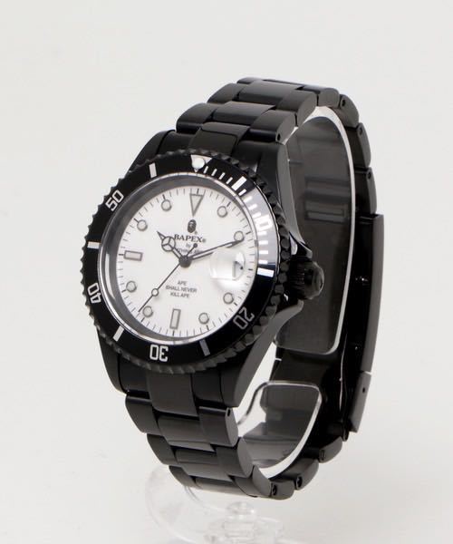 【新品】A BATHING APE アベイシングエイプ 1D70182080 TYPE 1 BAPEX M 自動巻き 腕時計 ホワイト×ブラック