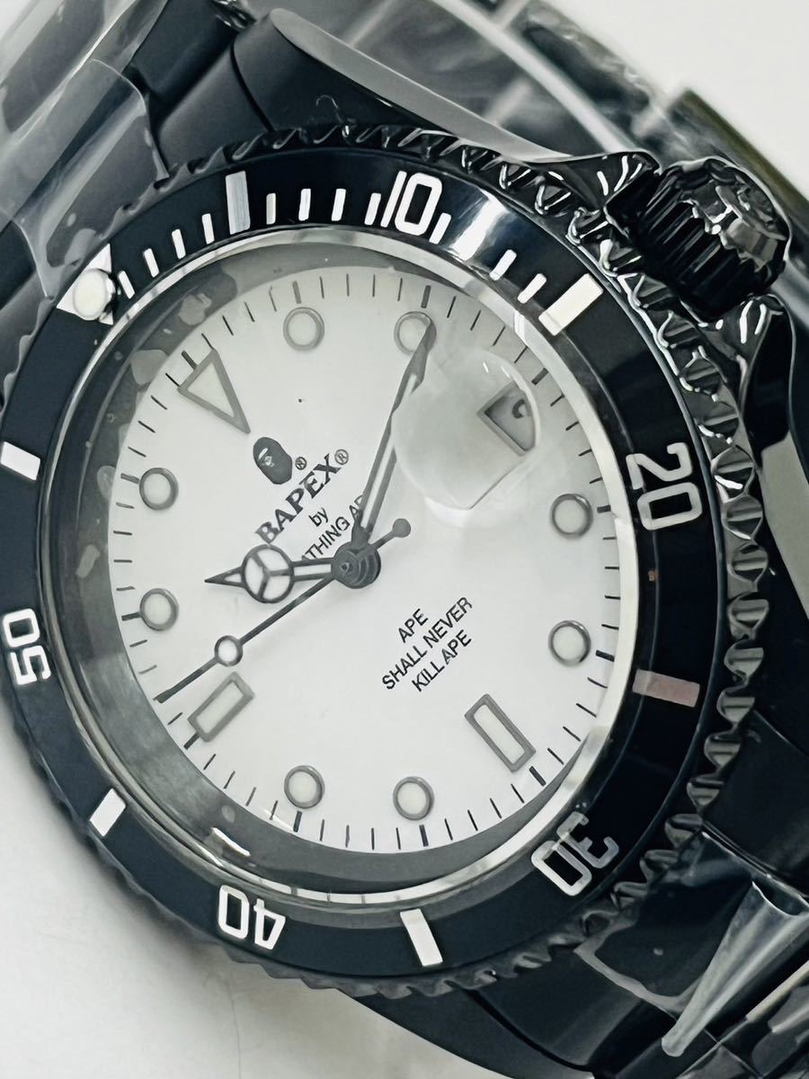 【新品】A BATHING APE アベイシングエイプ 1D70182080 TYPE 1 BAPEX M 自動巻き 腕時計 ホワイト×ブラック_画像5