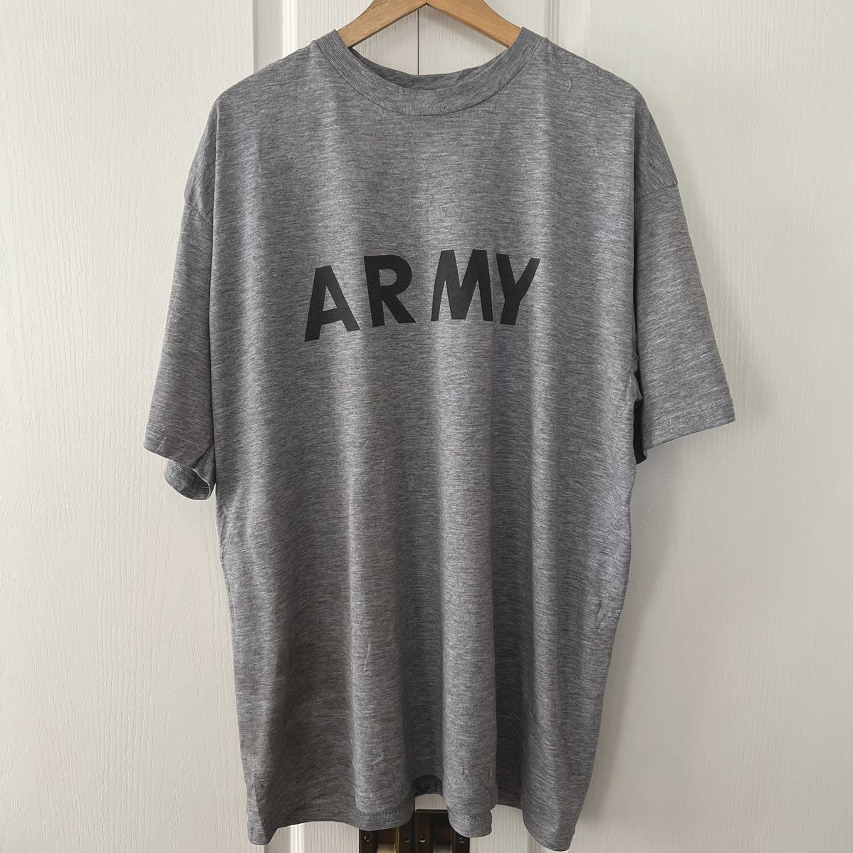 U.S ARMY 米軍 フィジカル 半袖 Tシャツ アーミー プリントTシャツ XL 杢グレー 実物 us army アメリカ軍 バックプリント ビッグシルエット