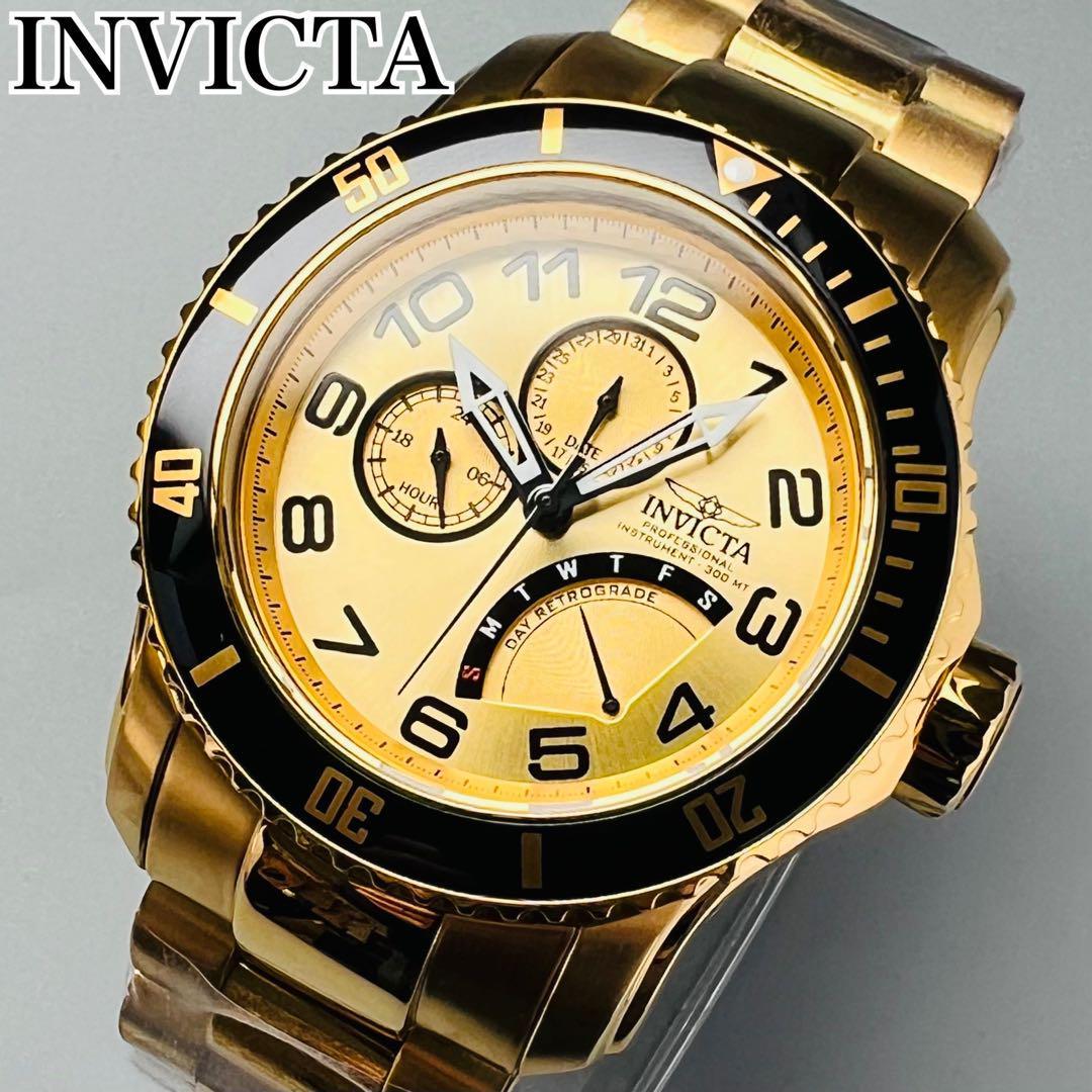 INVICTA インビクタ 腕時計 メンズ Pro Diver プロダイバー ゴールド 新品 クォーツ 48.8mm おしゃれ 金 ブランド  300m防水 デカ重