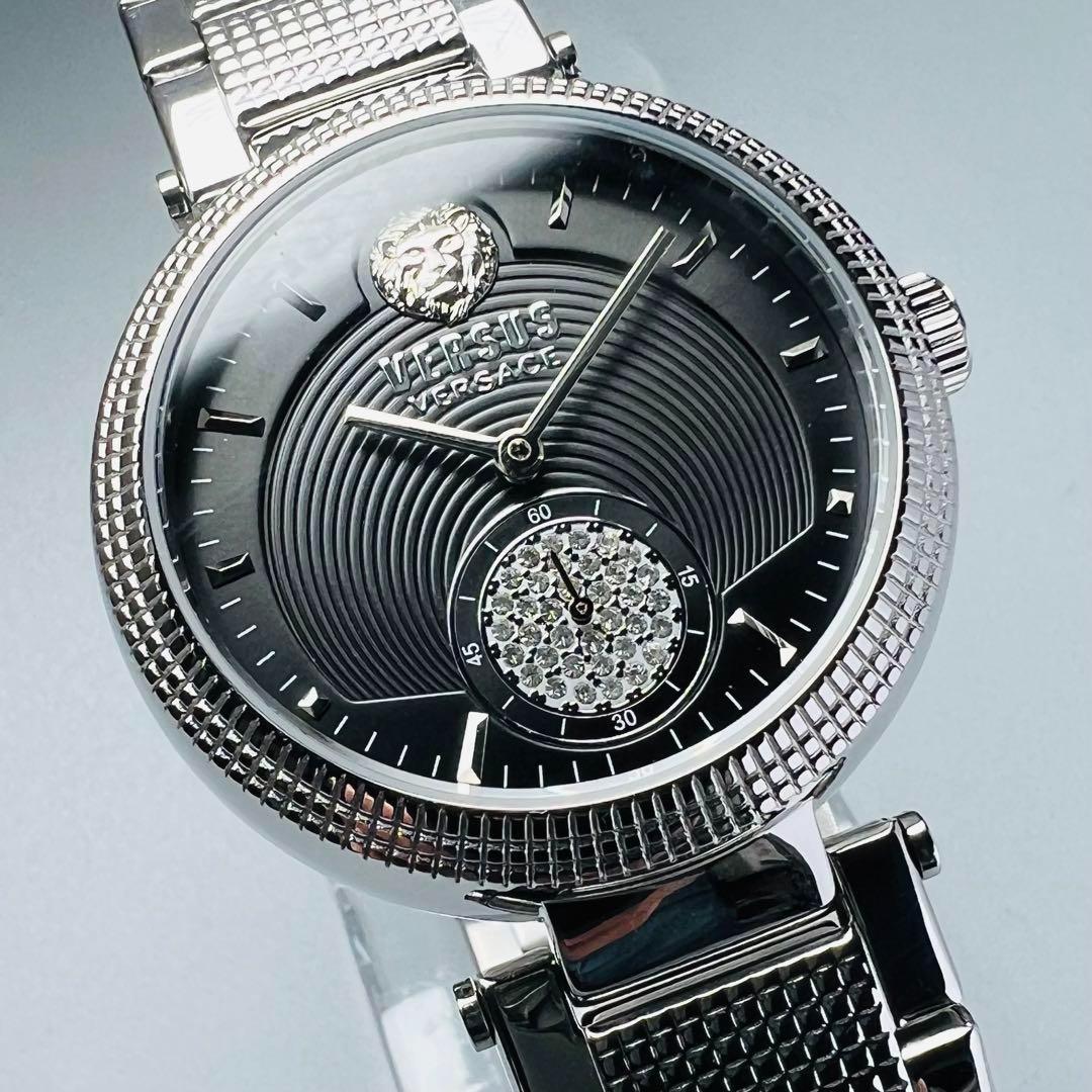 ヴェルサス ヴェルサーチ 腕時計 新品 クリスタルの輝き レディーズ シルバー 電池式 ベルサーチ ブラック クォーツ ケース付属_画像3