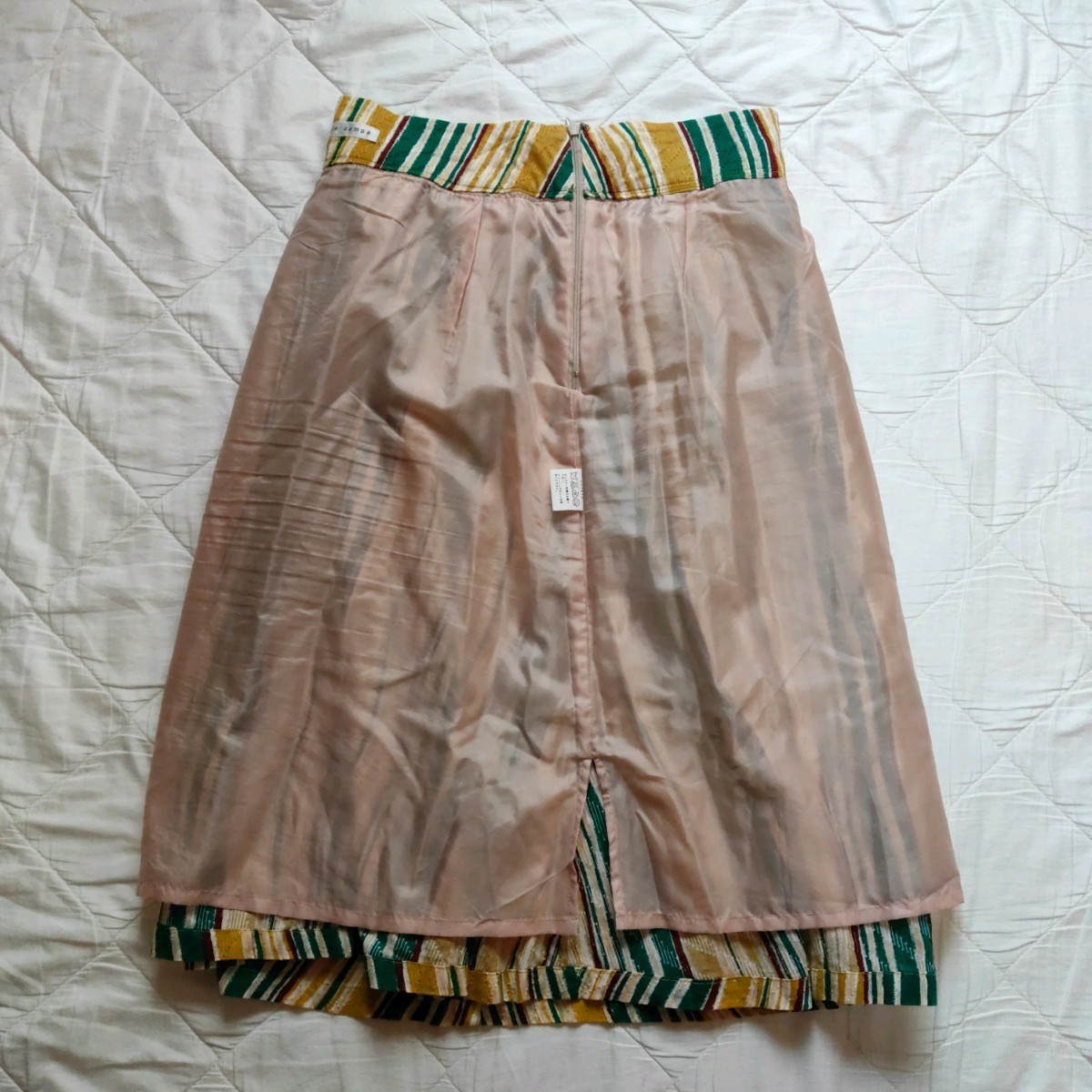 style zampa ストライプ フレアスカート 黄色 緑 茶色 スカート　綿_画像6