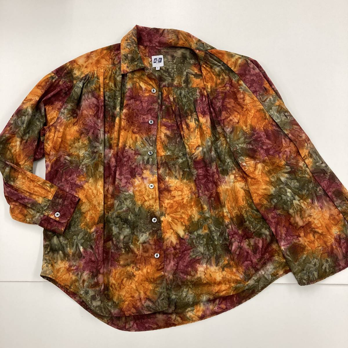 AiE NEW YORK PAINTER SHIRT ペインターシャツ 総柄 花柄 USA製 Sサイズ NEPENTHES ネペンテス オープンカラー 長袖 開襟 シャツ 3040105_画像5