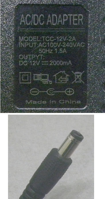  универсальный 12V2000mA AC адаптор TCC-12V-2A( коннектор наружный диаметр 5.5mm×2.1mm)#yh2969-14