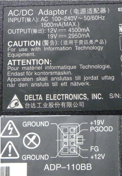 DELTA ADP-110BB 12V4500mA/19V2950mA ■2855_画像2