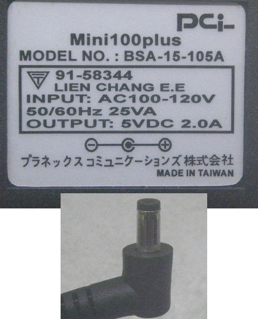 Pci Mini100Plus BSA-15-105A 5V2.0A■2164_画像2