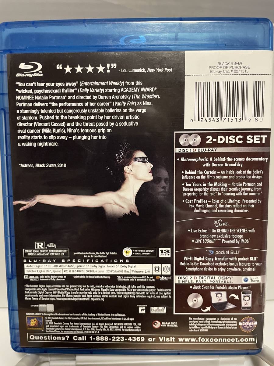 Movie Blu-ray ” Black Swan ” region code:A 邦題「ブラック・スワン」_画像2