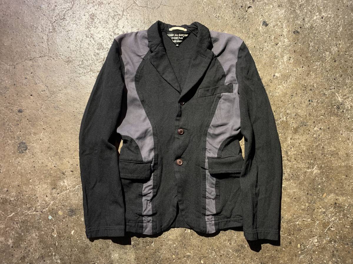 COMME des GARCONS HOMME PLUS EVER GREEN 09SS カーブデザイン ポリ縮3Bジャケット カーブ期 復刻 縮絨 コムデギャルソン PC-J215_画像1