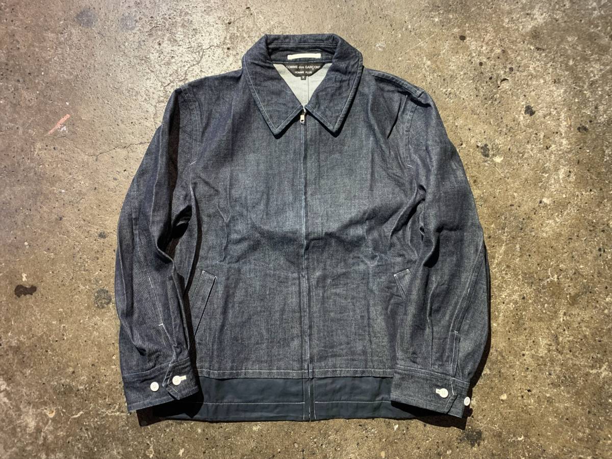 COMME des GARCONS HOMME PLUS 02SS 裾切替ジップアップデニムブルゾン ドッキング AD2001 コムデギャルソンオムプリュス PE-J084_画像1