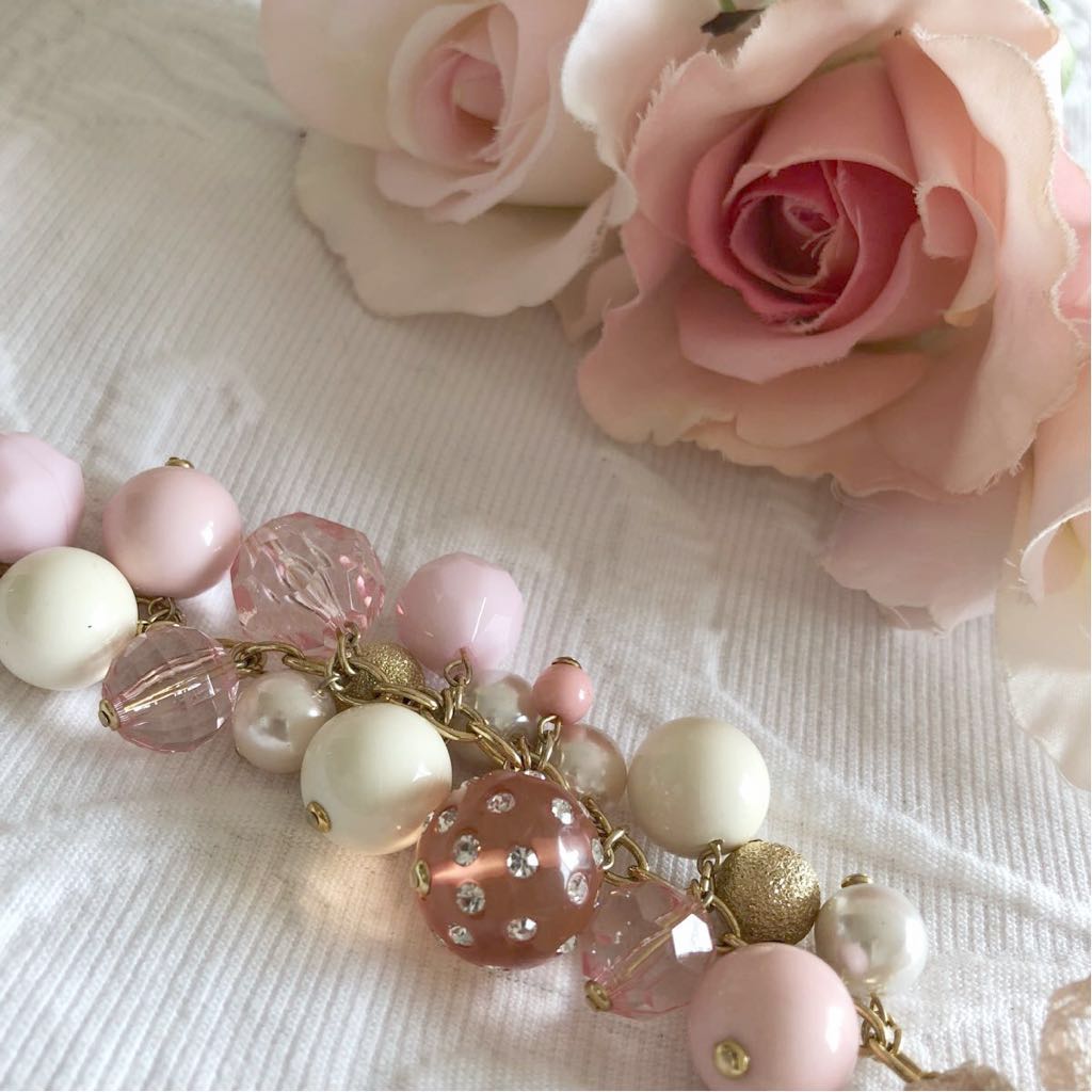 *pinky girls* bracele * Pinky Girls * clear * pearl * lace ribbon * Gold *pinkygirls* pink * rhinestone *