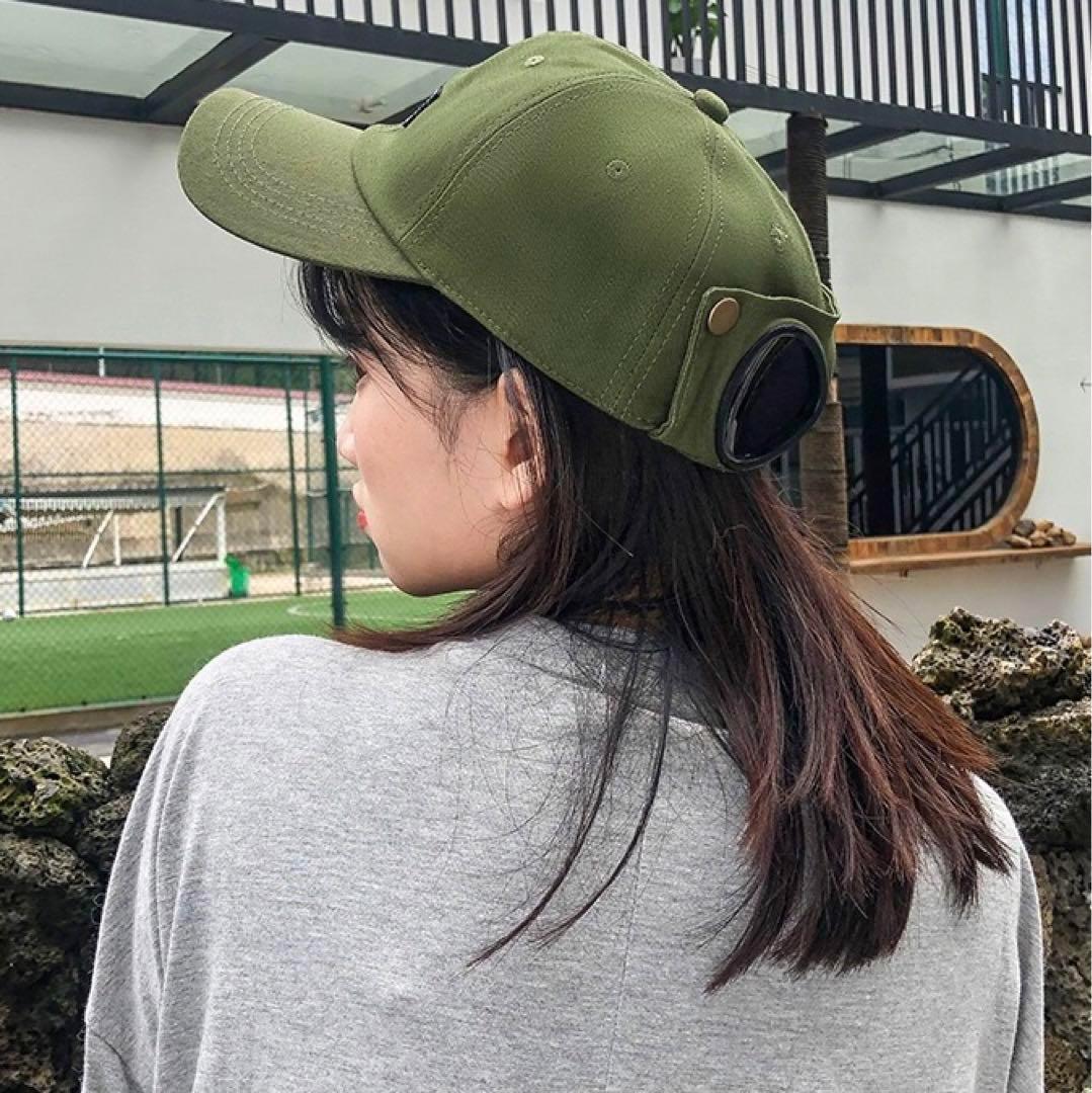 代引き人気 サングラス付き サングラス キャップ パイロットキャップ ブラック サングラス付き パイロットメガネ付き キャップ メンズ レディース ★