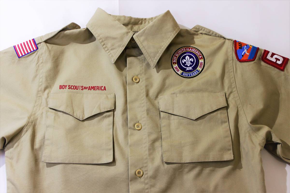 BOYSCOUTS OF AMERICA◆半袖 100周年 ボーイスカウトシャツ ユースサイズ(L) メンズ(S)相当_画像5