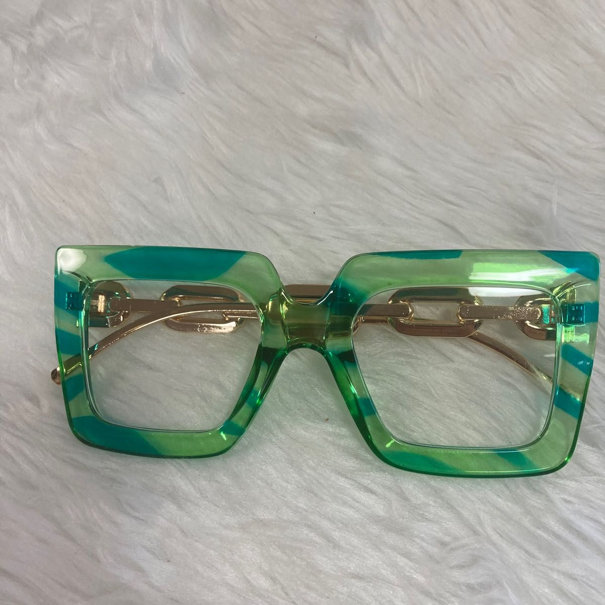 83お洒落ゴールドカラー緑フレームグリーンサングラスブルーライトめがね眼鏡メガネ