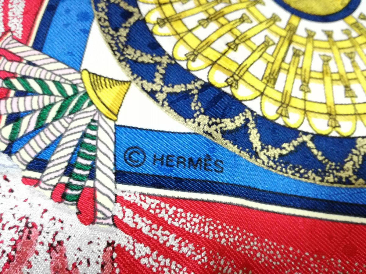美品 HERMES エルメス FEUX D' ARTIFICE 技巧の火 カレ90 スカーフ